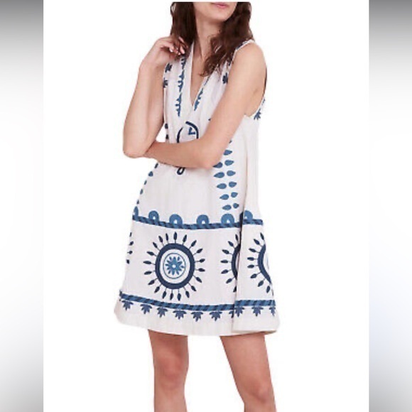 Roberta Roller Rabbit Linen Embroidered Vapor Sabra Dress